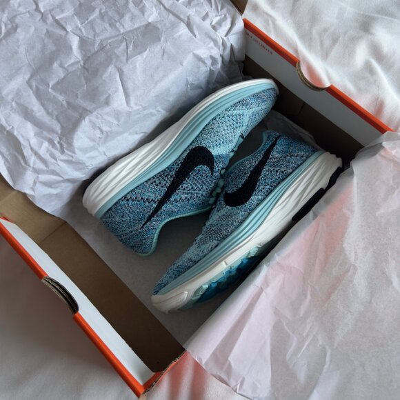 Nike Womens Flyknit Lunar3 Blue Lagoon Size 6.5 - Picture 1 of 6